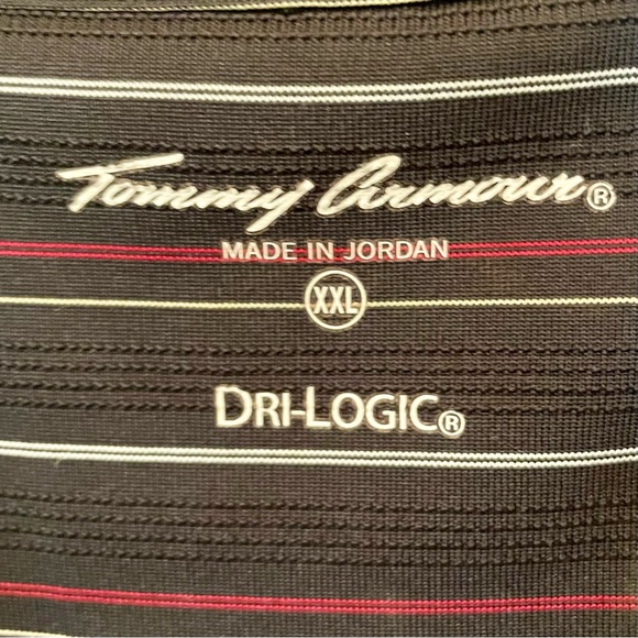 Tommy Armour Mens Black Red Striped Dri-Logic Golf Polo XXL Short Sleeve - Picture 5 of 10
